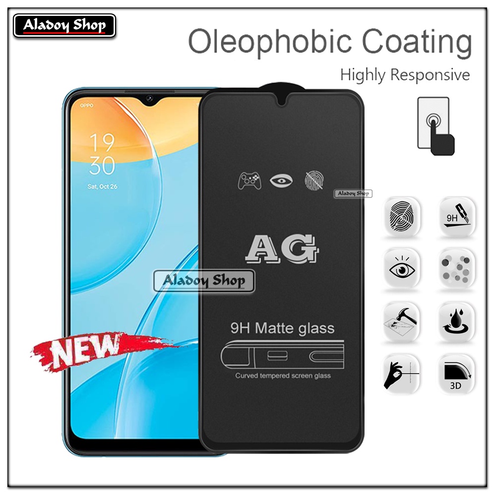 Paket 3IN1 Tempered Glass Layar Matte Anti Glare Oppo A15/A15S Free Tempered Glass Camera dan Skin Carbon