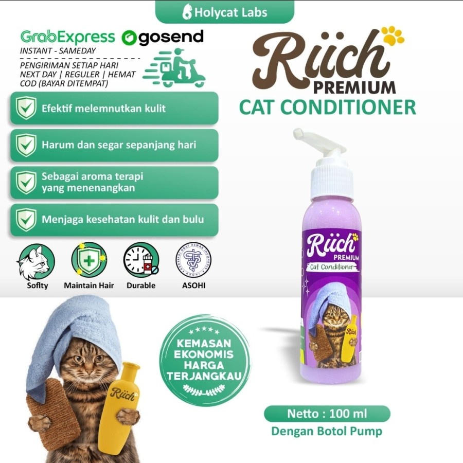 RIICH PREMIUM Shampoo Conditioner Kucing Premium Anti Kutu Anti Jamur Bulu Cerah Berkilau
