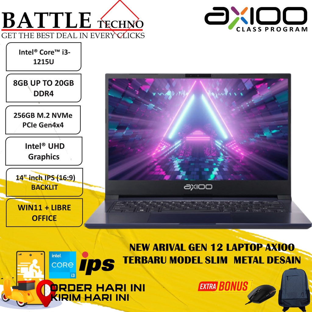 LAPTOP DESAIN AXIOO MYBOOK Z6 METAL INTEL I3 1215U 8GB 256GB 14 FHD IPS BACKLIT WIN11 + LIBRE