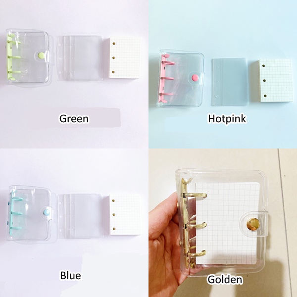 

lkjj Binder mini polos 3 ring termasuk isi kertas refill 80 lembar aesthetic lucu cute journaling