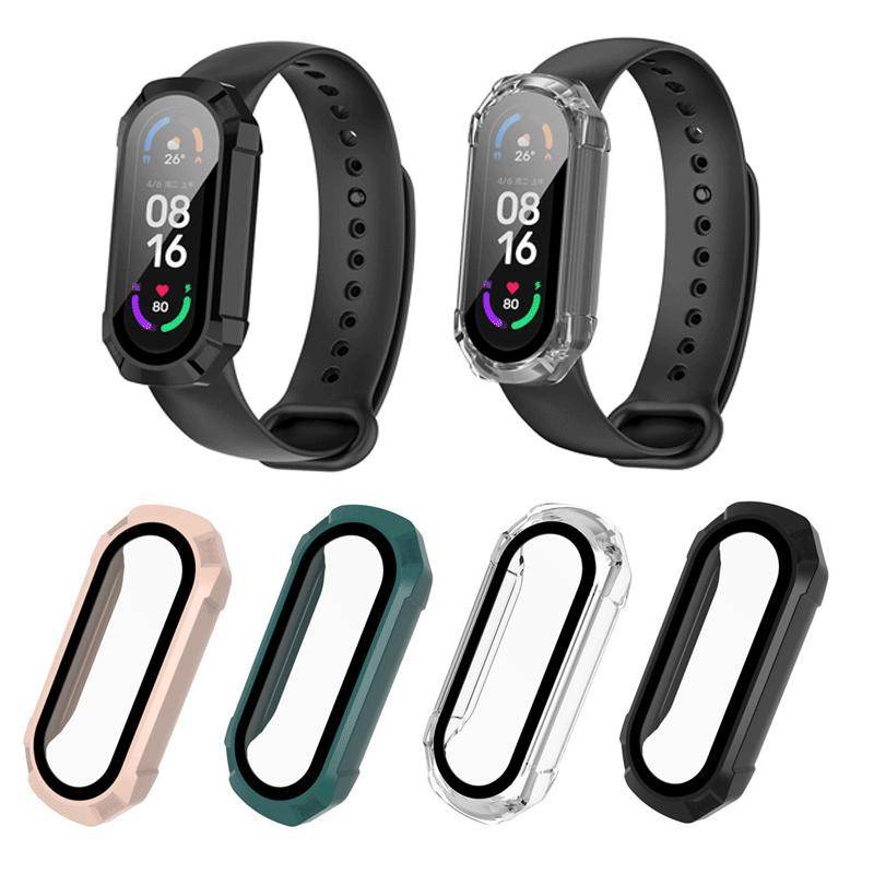 2in1 PC Case+Kaca Full Layar Bumper Cover Untuk Xiaomi Mi Band7/7 NFC Watch Shockproof Case Untuk Mi Band7 Watch Case