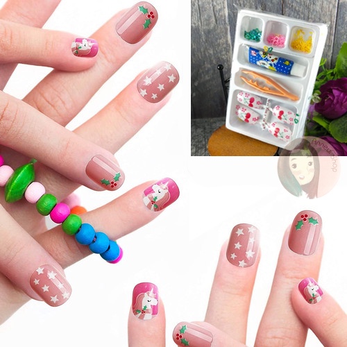 Girls Nail Art Kit Set Kuku Palsu Anak dan Dewasa Fake Nails Kuku Palasu Hollow Glitter Lem Kuku Glue Craft Kosmetik Hiasan Kuku Eye Korean Make Up Handphone Decorations Wedding Party Cosplay Metallic Holographic Iridescent Shimmer Star Chunky