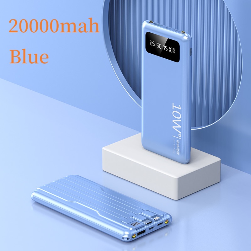 Powerbank 20000mAh 3 Cables Fast Charging Full Capacity Dual USB Portable Digital Display LED