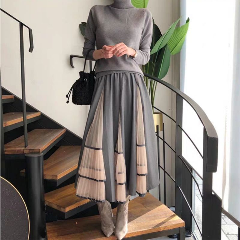 MDLV ~ 4224# Geminina Patchwork Flared Skirt Rok Premium Import