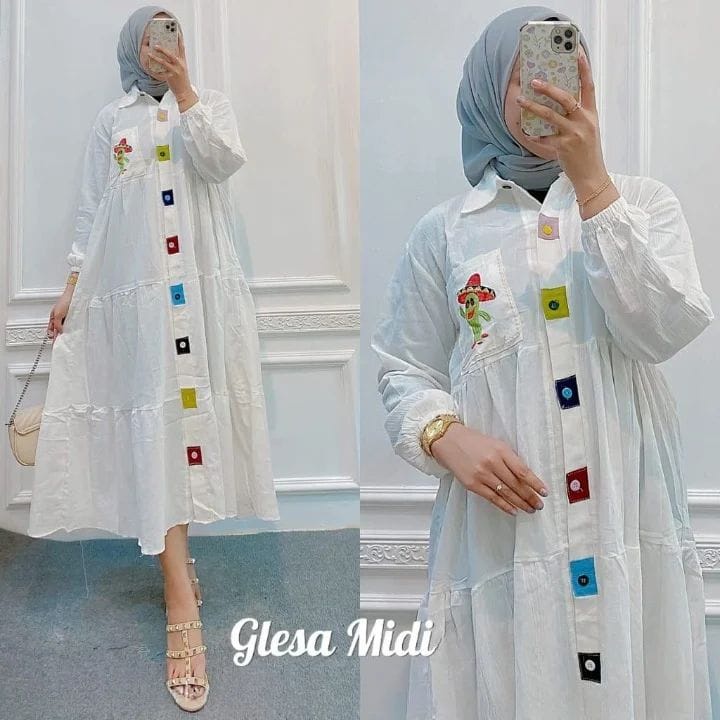 GLESA MIDI DRESS / DRESS TERBARU / DRESS KASUAL / DRESS KATUN RAYON