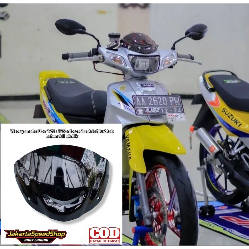 Visor yamaha fiz r force 1 f1zr pnp yamaha 125z 125zr satria hiu bahan full akrilik hitam kilap