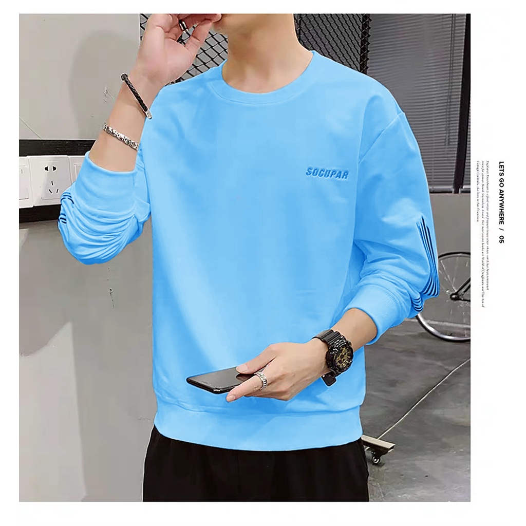 BAJU SWEATSHIRT SOCUPAR-KAOS PRIA LENGAN PANJANG MODEL TERBARU-KAOS DISTRO PRIA TERLARIS