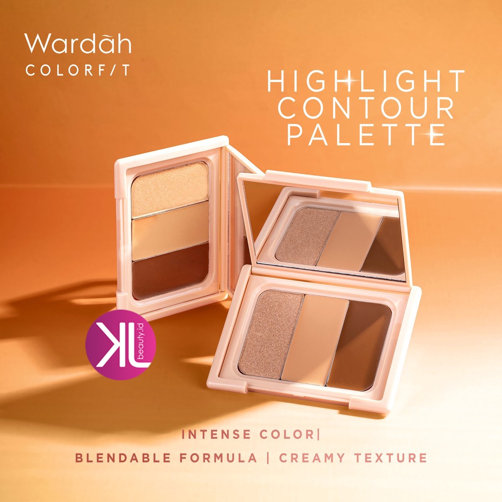 BARU Wardah Colorfit Highlight Contour Palette - 3 in 1 Highlighter, Contour, Concealer