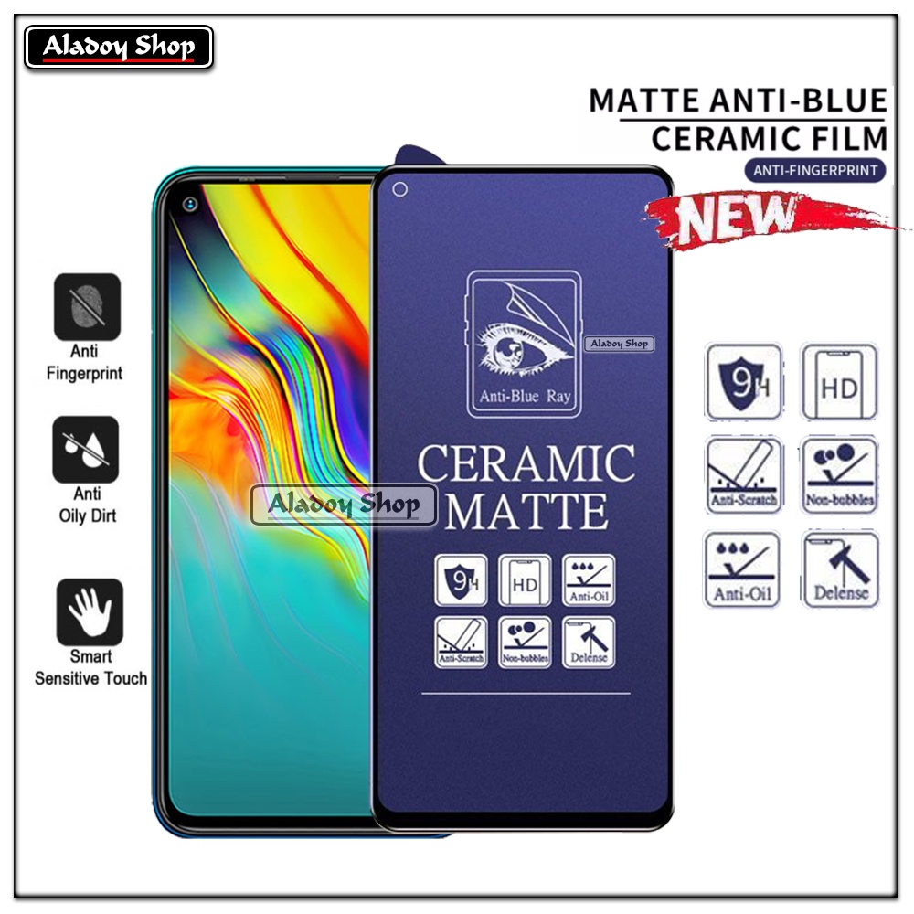 PAKET 3IN1 Anti Gores Blue Matte Anti Glare Infinix Hot 9 + Tempered Glass Camera dan Skin Carbon