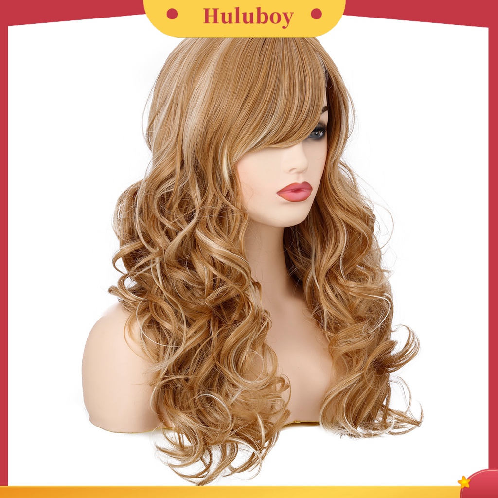 Wig Rambut Panjang Keriting Natural Tahan Panas Untuk Wanita