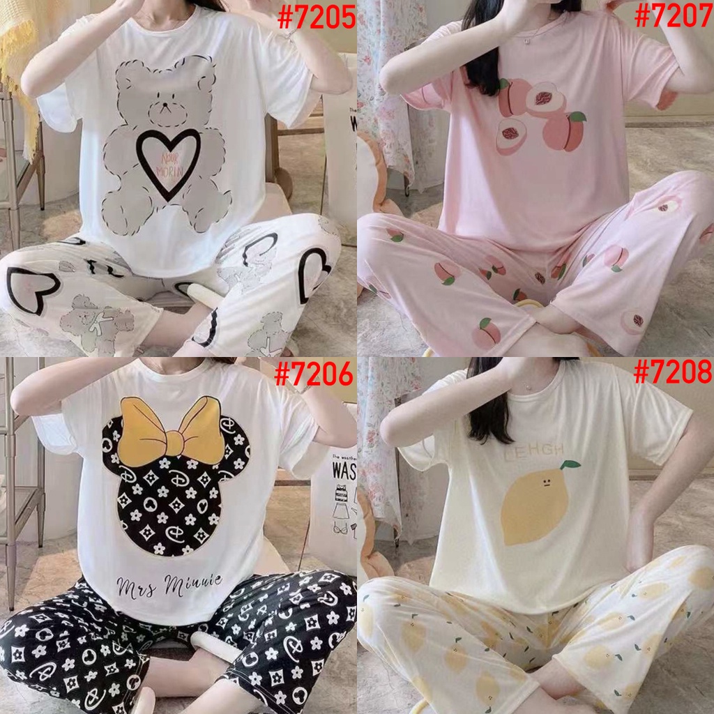MITARO Piyama Korea CP Import Baju Tidur Wanita Karakter Spandek Setelan Lengan Pendek KKUM JALJA