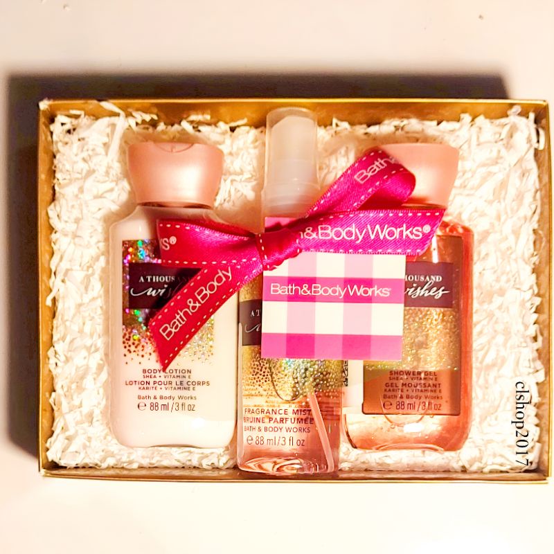 BBW A THOUSAND WISHES TRAVEL SIZE GIFT SET BATH &amp; BODY WORKS ATW PAKET