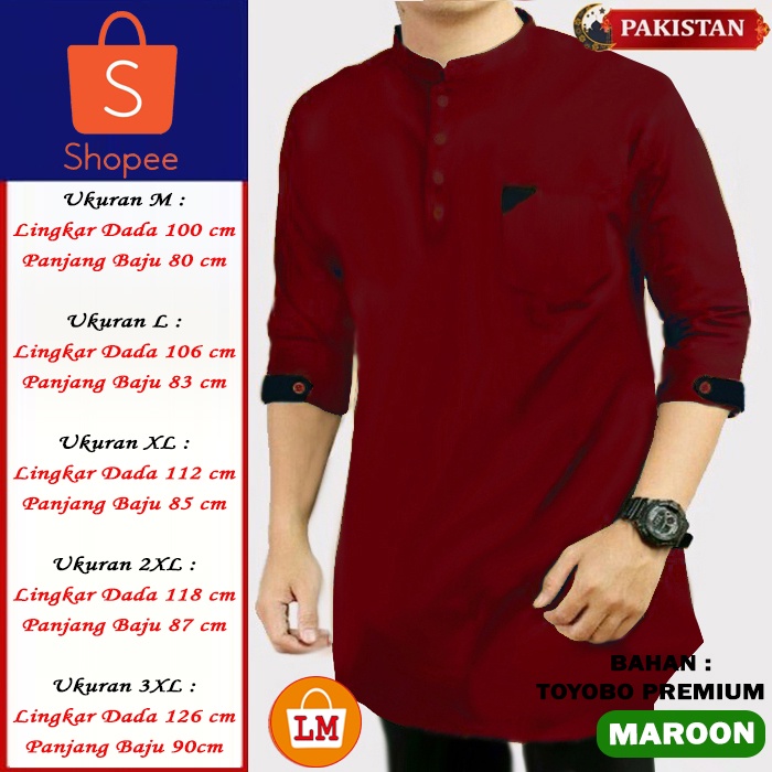 LMS 23448 23450 23452 23454 23457 Baju Koko Quarta Pakistan Bahan Toyobo Premium M L XL XXL XXXL