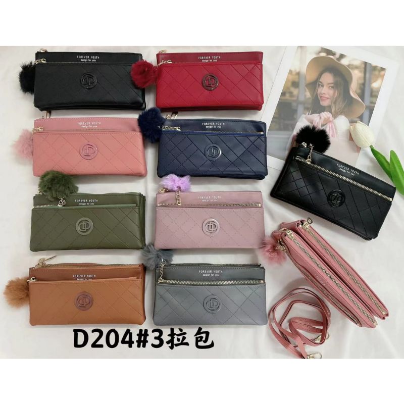 Dompet Slingphone Resleting 3 Import Wanita Murah #D2043