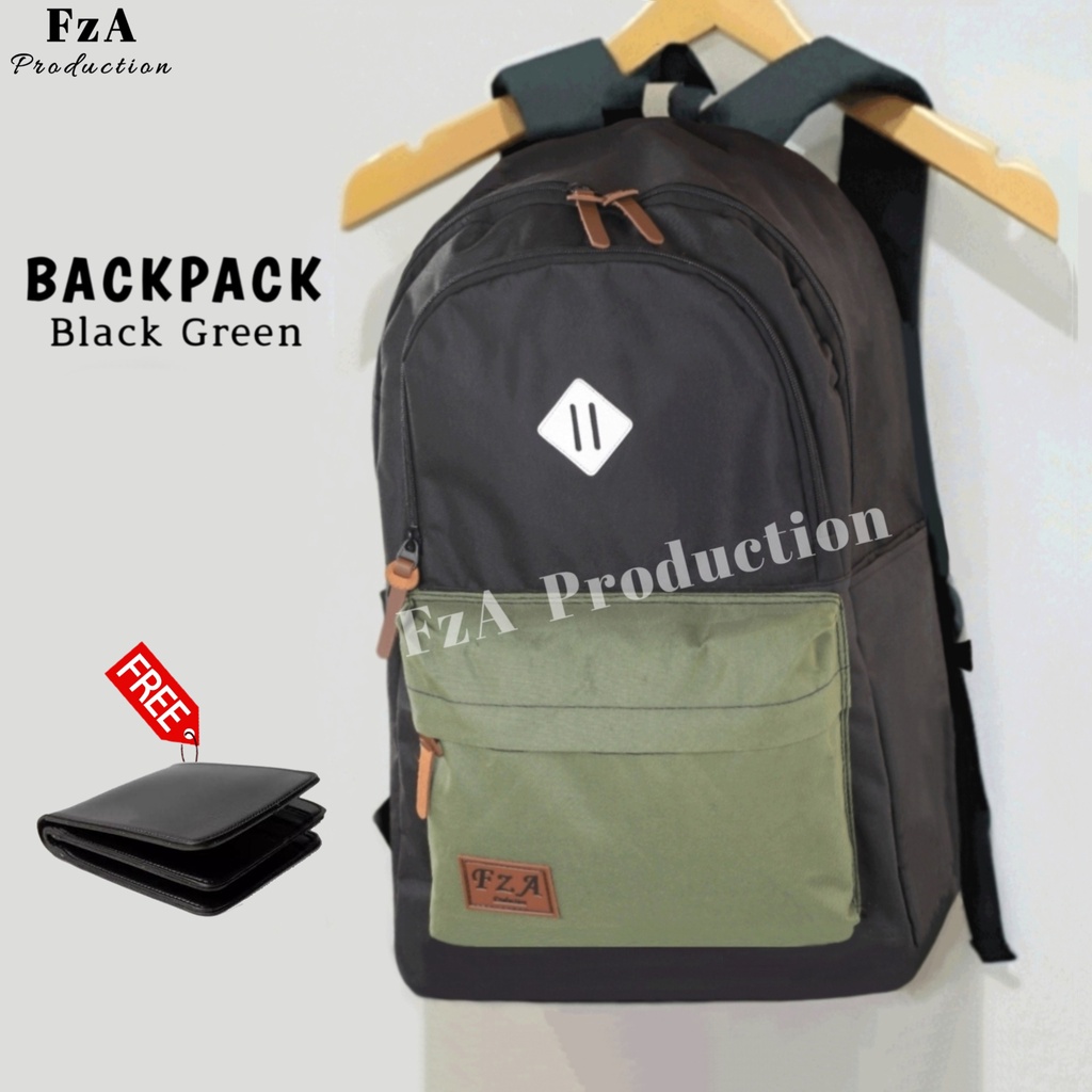 Tas Ransel Punggung Distro Casual Pria Wanita / Tas Ransel Laptop Original - FzA Gratis Dompet BUY 1 GET 1