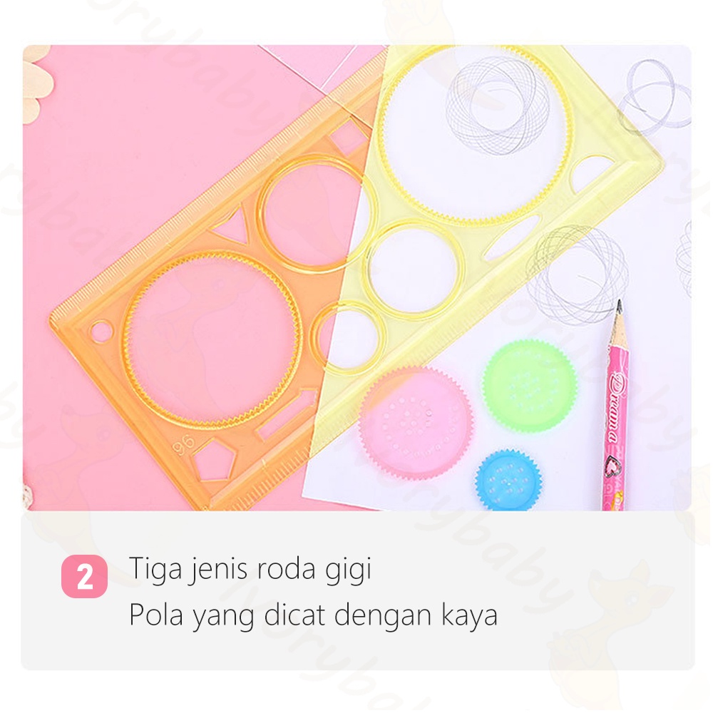 Ivorybaby Penggaris garisan rotary bunga kembang spirograph penggaris geometrik ruler