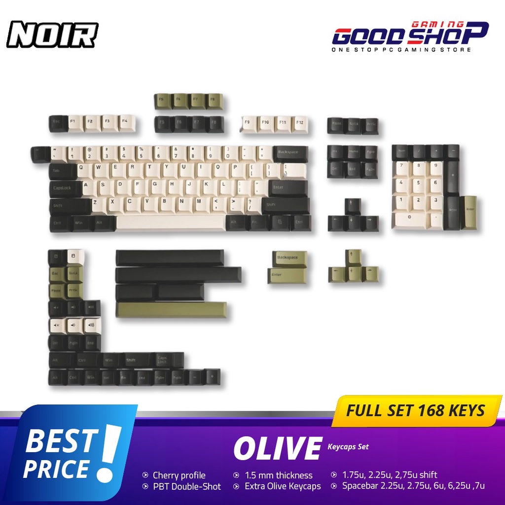 Noir Olive (168 Key Set) - Keycaps