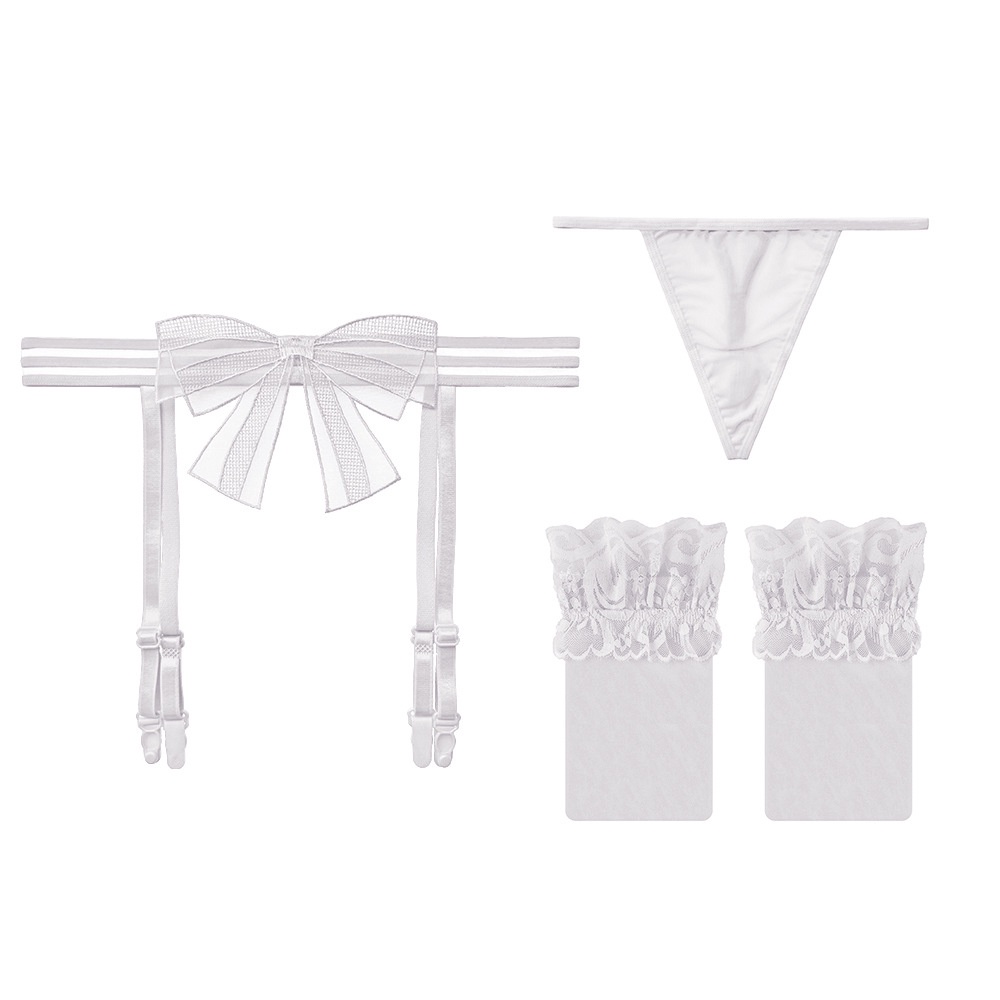 Lingerie Sexy Transparan Busur G String Garter transparent Set Sexy Lingerie T10