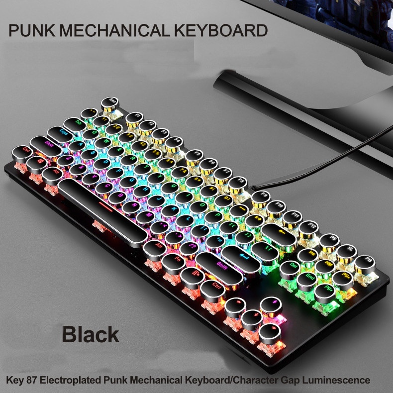 Mesin Steam Punk USB 87kunci Keyboard Kabel 87kunci Keyboard Mekanik Punk 7warna Backlit