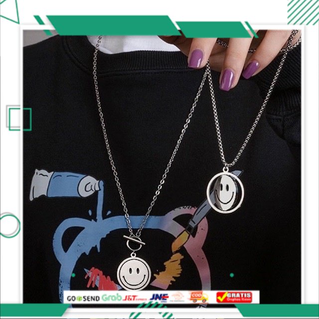 Kalung Smile Hip-hop Diputar Kalung Pria Dan Wanita Kalung / Kalung ootd aesthetic helloladies - bay