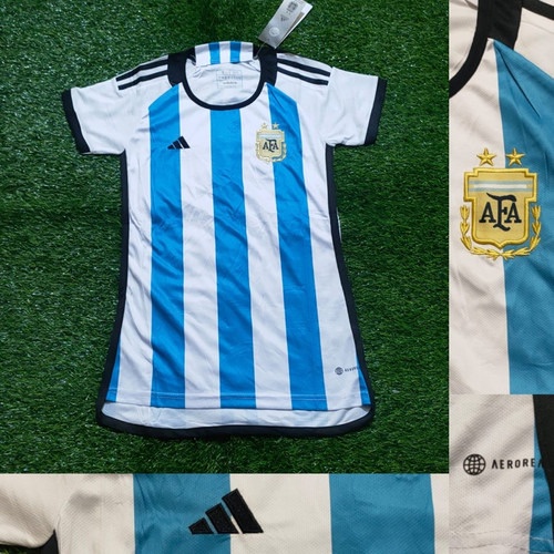 Jersey Ladies Argentina Home Piala Dunia 2022 2023 Grade Ori Import Baju Bola Olahraga Cewek Sepak B