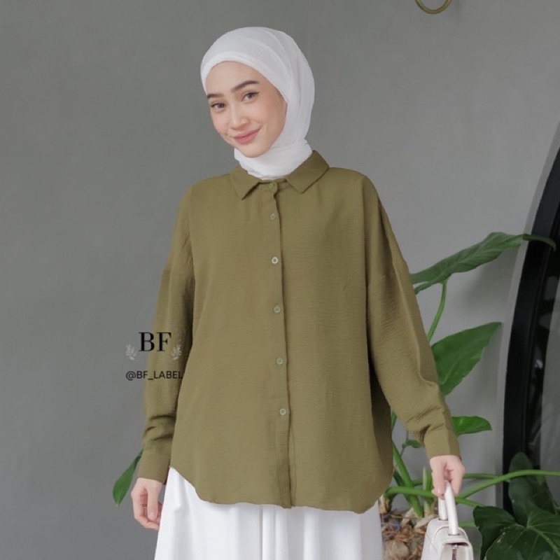 KEMEJA BLOUSE POLOS LENGAN PANJANG / KEMEJA POLOS CRINCLE / BLOUSE CRINCLE