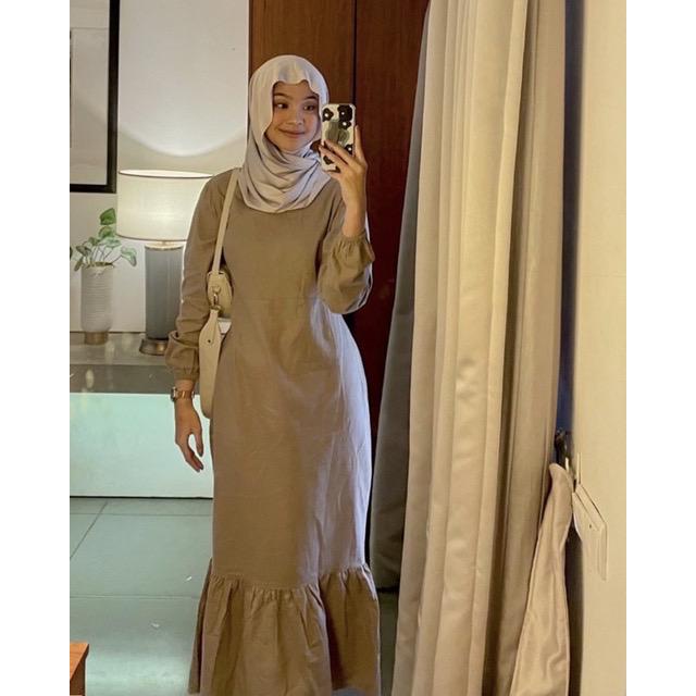 BEFAST - ZFS LONGDRESS SOFIA / ARQELA LINEN KOREAN MERMAID DRESS / Dress Pass Body Trendy / Maxy Dress Wanita Remaja / Pakaian Pesta/Kondangan / Longdress Lengan Panjang / Fashion Kekinian Wanita Remaja ABG / Outfit Style Selebgram