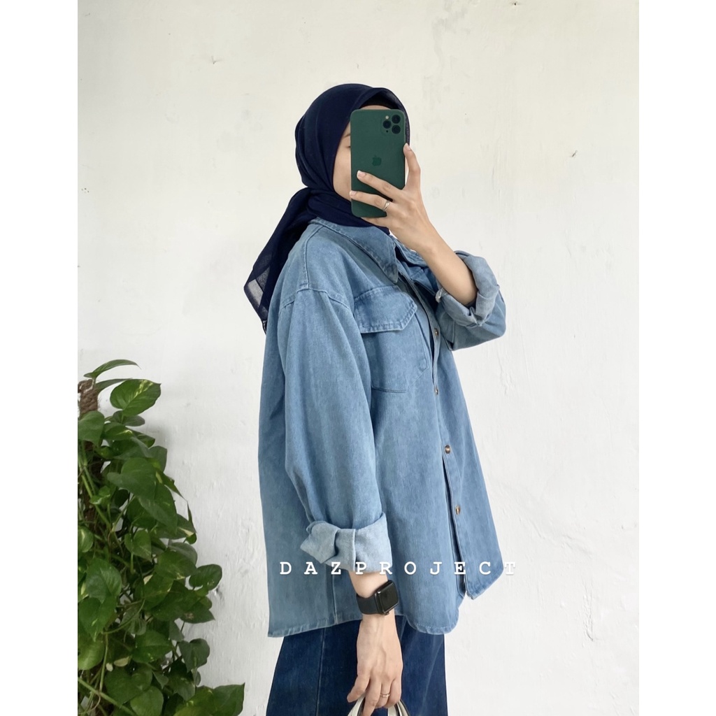 Kemeja Jeans Oversized Kemeja Korea Kemeja Denim Shirt Import Kemeja Import LD 114 Kemeja Jeans Oversized Shirt Outer Jeans Polos by DAZPROJECT