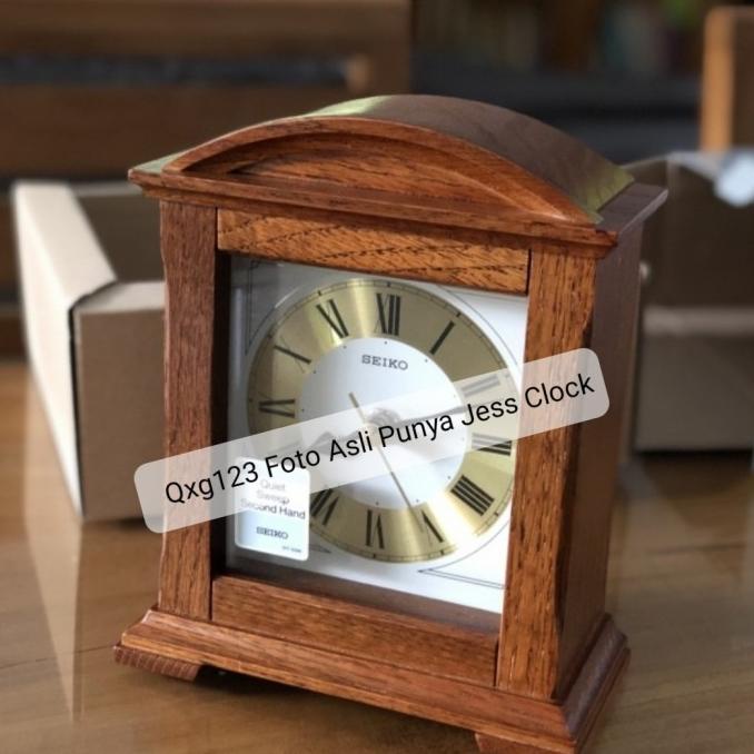 QXG123 Jam Meja Weker Seiko Original kayu