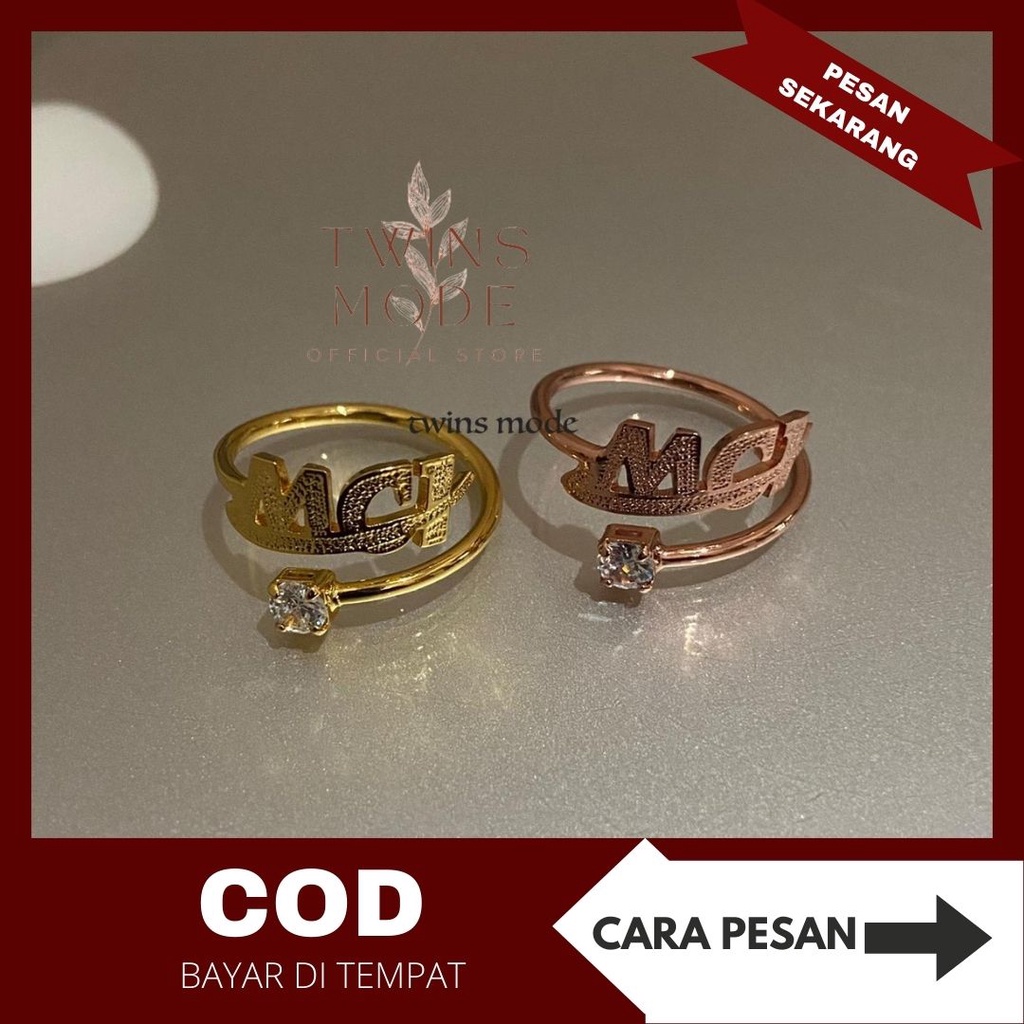 Cincin Desain MCI Bisa Custom Nama Sendiri Sangat Elegan Kilau Seperti Emas Asli Cocok Untuk Harian