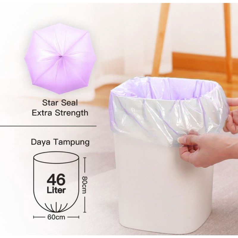 Bagus Trash Bag Kantong Sampah Ukuran 60x80cm, Daya Tampung 46L, Kuat &amp; Tidak Mudah Sobek