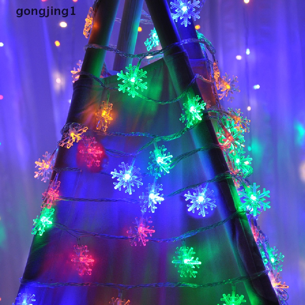 Ggg 3m Dekorasi Natal Snowflake String Lights Xmas Garland Liburan Tahun Baru Led Light Fairy Lights ID