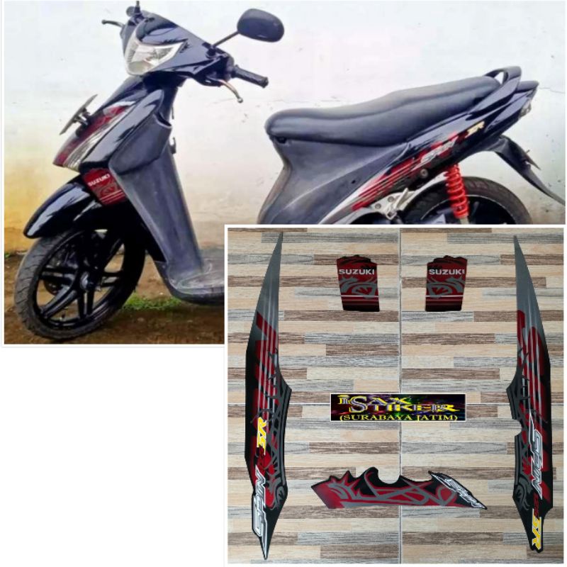 striping original Suzuki Spin SR 125 hitam tahun 2010 2011