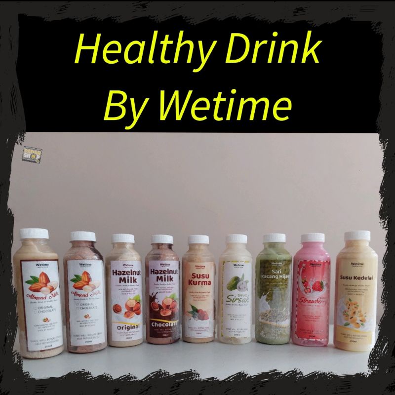 

Wetime Healthy Drink - Susu Almond | Hazelnut Milk | Sari Kacang Hijau | Susu Kurma | Shake Sirsak