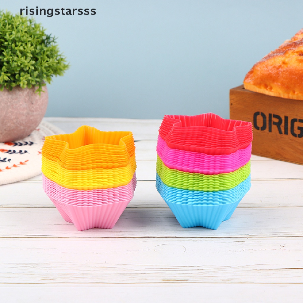 Rsid Span-new 10 Pcs Bentuk Bintang Silikon Kue Cup Cake Alat Bakeware Cetakan Kue Aksesoris Jelly