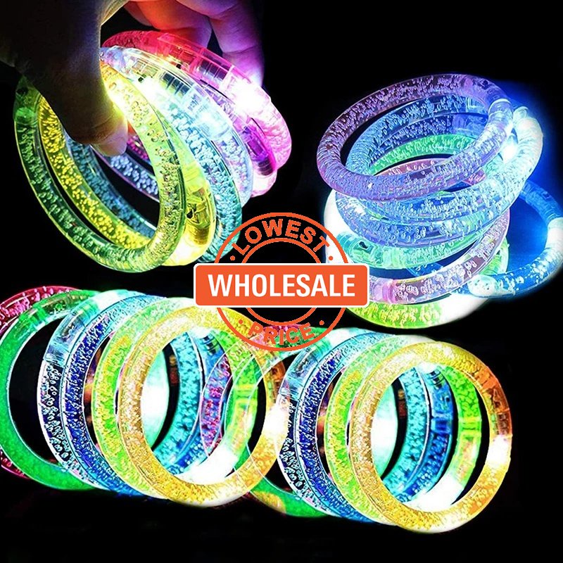 [Harga Grosir] 1pcs Single Warna Acak Perlengkapan Pesta Removable Glow Sticks Gelang Akrilik LED Kedip Pergelangan Tangan LED Bercahaya Gelang Untuk Pesta Pernikahan