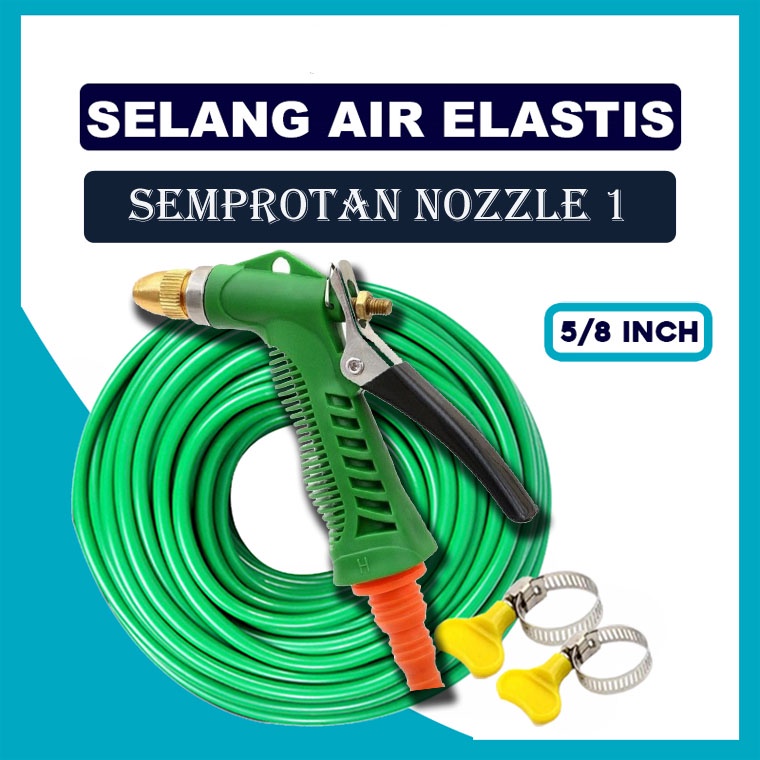 SEMPROTAN CUCI MOTOR SELANG DOP 5/8 PANJANG 3 METER + SEMPROTAN HOSE NOZZLE 1 PCS FREE KLEM SELANG 2 PCS