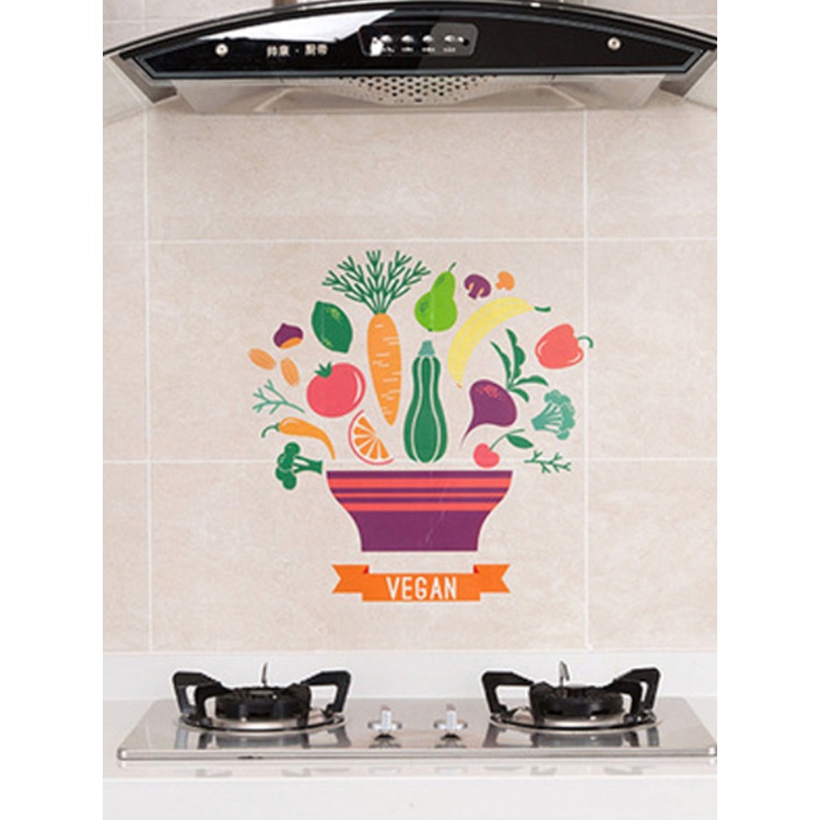 ღ 60*90Cm Lucu Kartun Stiker Transparan Minyak Bukti Stiker Dapur Suhu Tinggi Tahan Air Stiker Dinding Rumah Tangga wallpaper Dapur Stiker