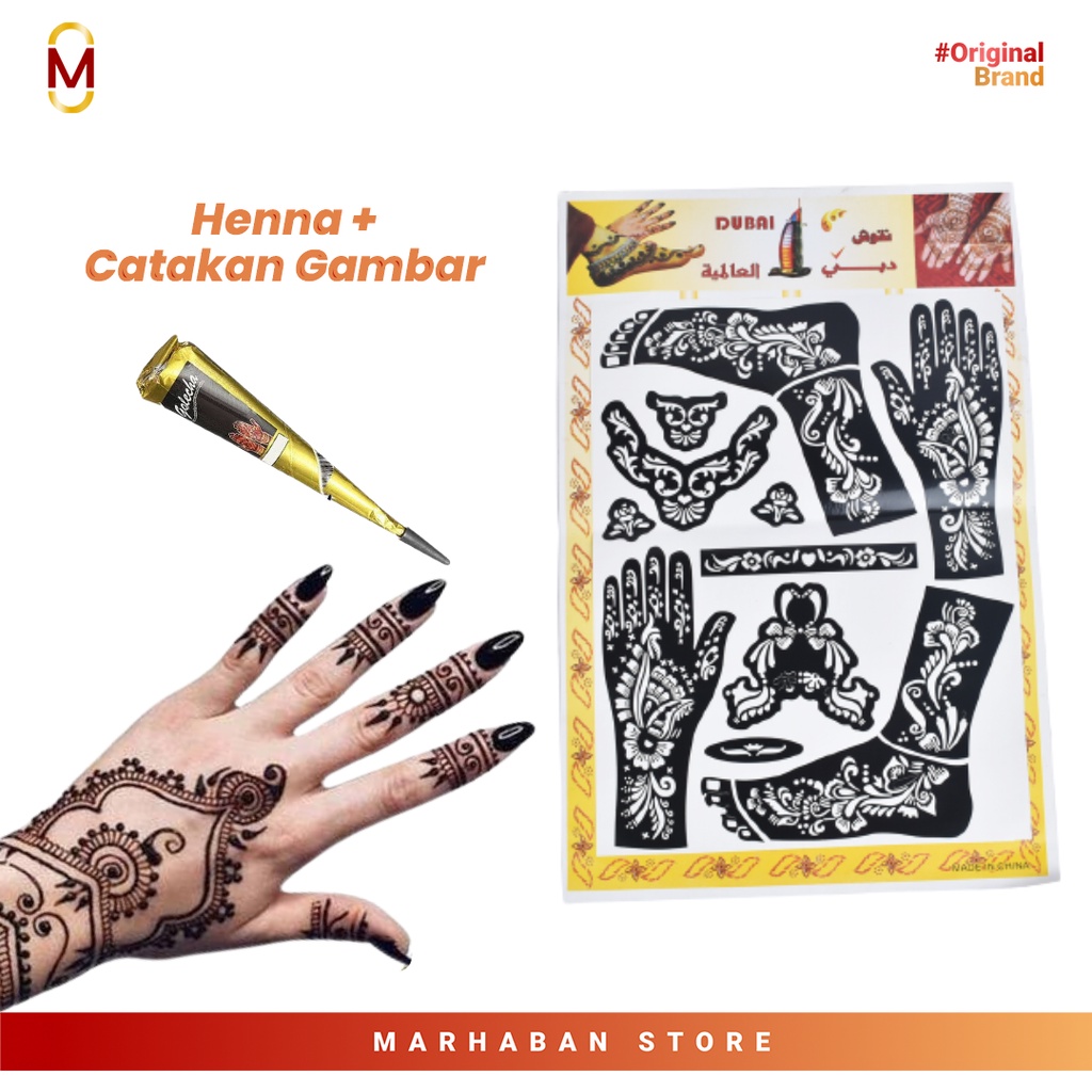 Henna pasta + Cetakan sticker gambar | Paket henna pasta gambar | pacar henna nail art