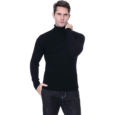 [NEVARA] KAOS TURTLE NECK PRIA LENGAN PANJANG HITAM / BASIC MEN'S TURTLE NECK LONG SLEEVE BLACK