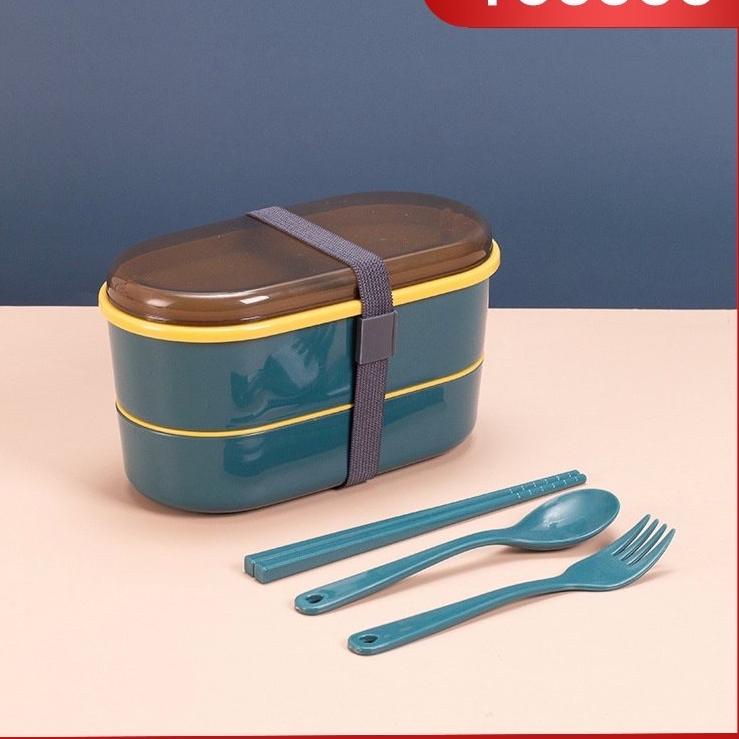 Ready Irit Kotak Makan Bento Lunch Box Set 2 Tingkat Transparant Lid Tempat Makan BPA FREE 750 ml