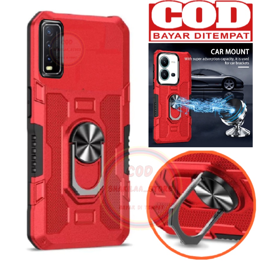 CASE VIVO Y20/Y12S Hard Case Robot Hit Eye Ring Belt Clip Soft Case Hybrid Armor Kick Standing