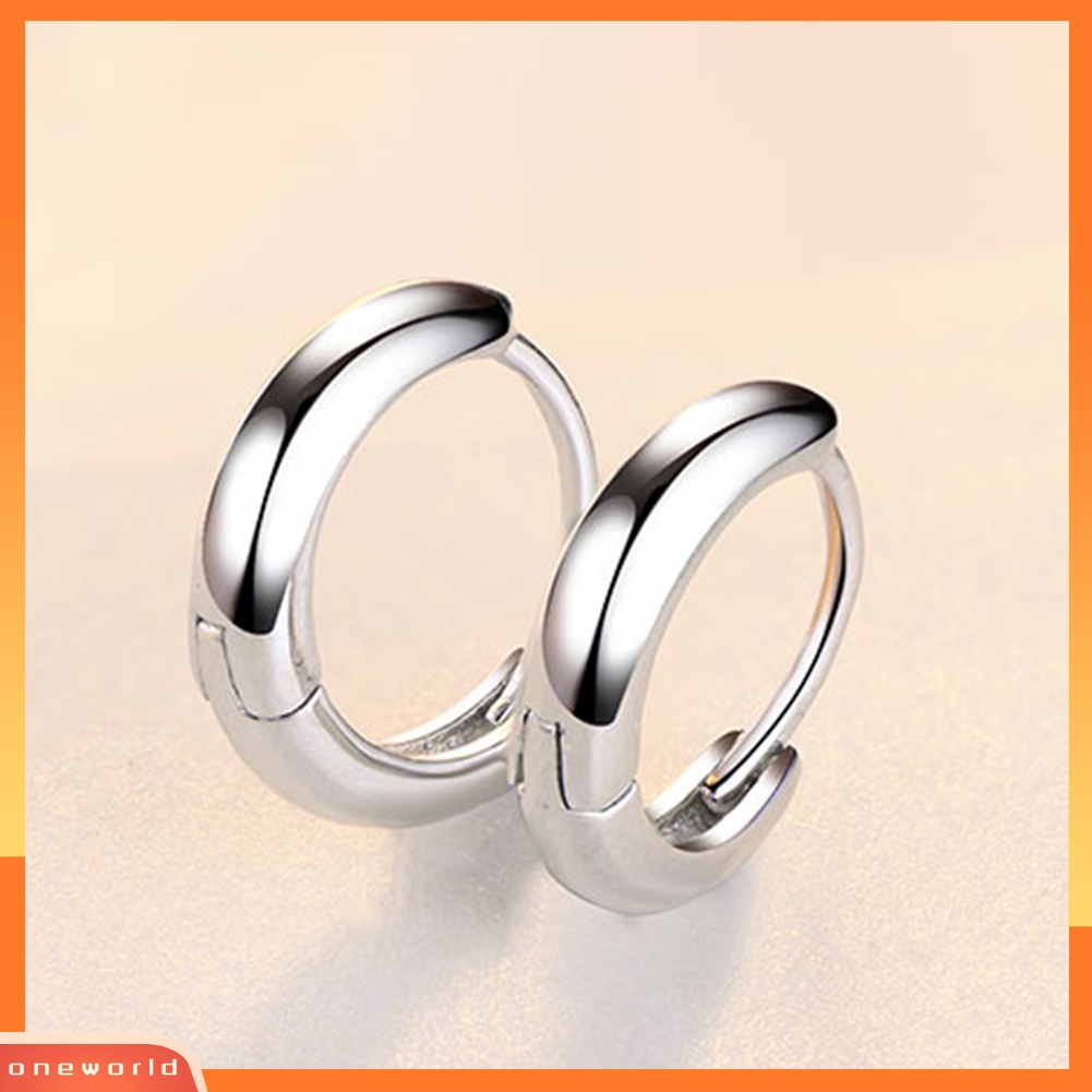 [WONE] Pria Wanita Perak Berlapis Halus Kecil Hoop Huggie Earrings Pesta Perhiasan Hadiah
