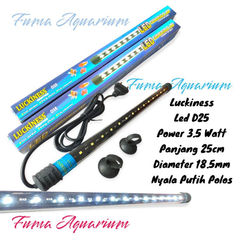 Lampu Led Celup Aquarium Luckiness D 25cm Nyala Putih Polos 3.5watt Akuarium