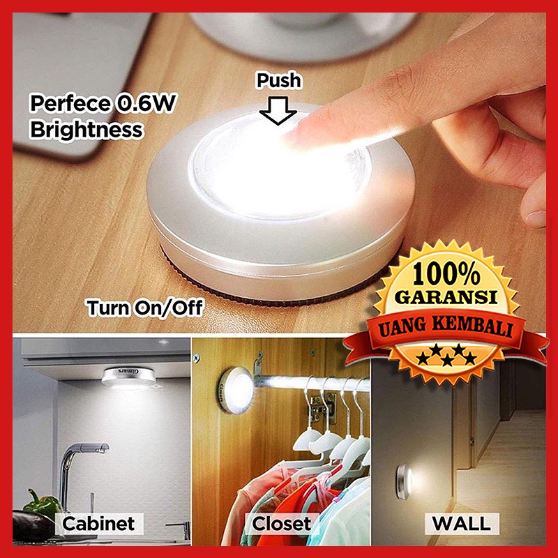 Stick N Click 3 LED Emergency Lamp Lampu Meja Lampu Lemari Lampu Tidur Lampu Hias Lampu Tidur