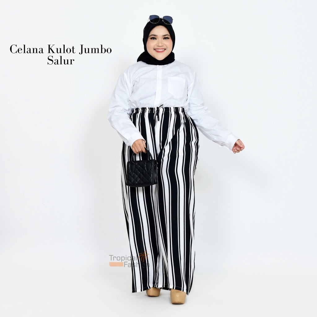 Celana Kulot Wanita Jumbo BIG Salur Bahan Rayon Premium Termurah