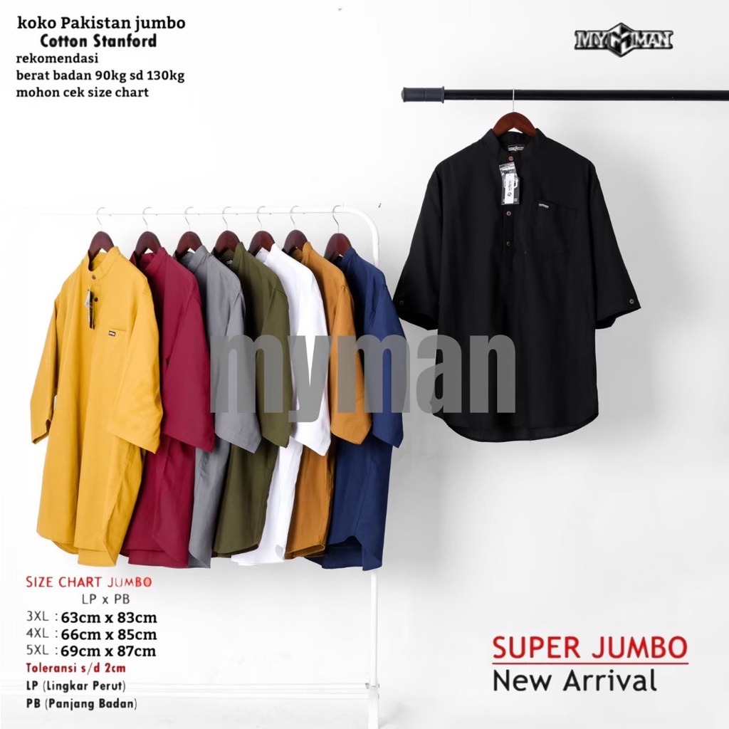 MY MAN kemeja koko pria lengan 3/4 koko pakistan jumbo pria koko kurta pakistan baju koko lengan tiga perempat baju koko pria lengan tiga perempat baju kurta pria bigsize Biru Dongker KKBZ108