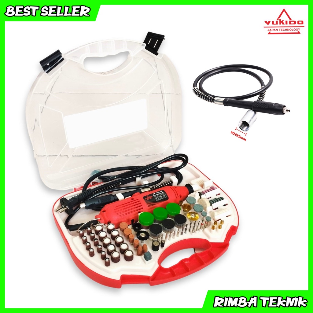 YUKIDO Mini Die Grinder Kit Set 95 Pcs Mesin Gerinda Mini Mesin Tunner Bor Ukir Porting Flexible cuner Set