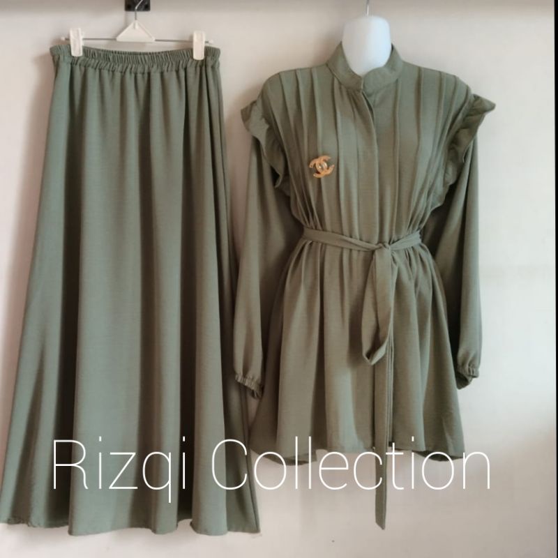 SET BLOUSE WANITA TERBARU | JIHAN SET | BLOUSE KEKINIAN | ROK | CRINKLE POLOS FREE BROSS BY RIZQI COLLECTION