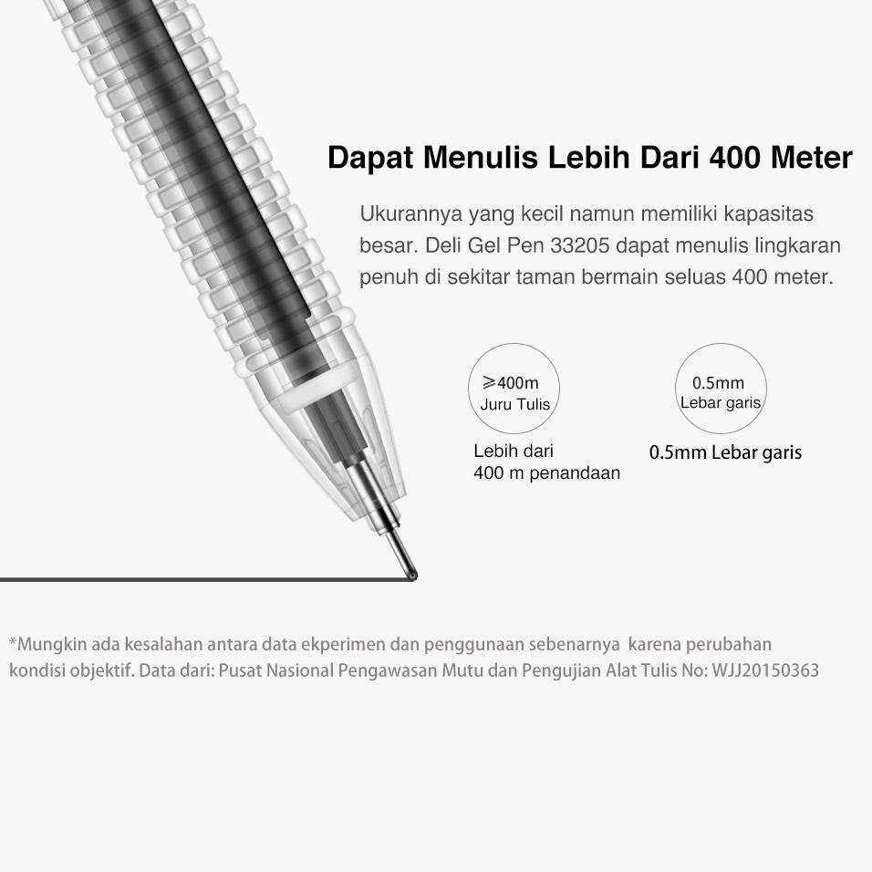 

➜Ready stock✴ Deli Gel Pen 0.5mm untuk penulisan ekstra halus 12pcs plus isi ulang 12pcs 33205 35 ✵